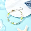 Dyed Synthetic Turquoise Starfish & Natural Flower Amazonite Chip Beaded Anklets with 304 Stainless Steel End Chains AJEW-AN00733-03-1