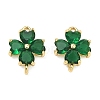 Saint Patrick's Day Glass Clover Connector Charms KK-P348-03G-2