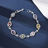 Oval Brass Micro Pave Cubic Zirconia Link Chain Bracelets for Women BJEW-D387-04P-06-2