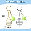5Pcs Opaque Acrylic Tennis with Alloy Tennis Racket Keychains KEYC-YW00243-01-3