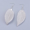 Brass Plated Natural Leaf Dangle Earrings EJEW-JE02653-2