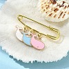 Whale Alloy Enamel Charms Safety Pin Brooch JEWB-BR00132-2