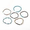 6Pcs 6 Style Natural Coconut & Synthetic Turquoise Beaded Stretch Anklets Set with Brass Tube AJEW-AN00482-4