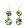 Brass Natural Abalone Shell Dangle Earrings EJEW-F388-01F-G-4