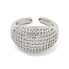 Real Platinum Plated Brass Micro Pave Clear Cubic Zirconia Cuff Rings RJEW-L113-016P-03-2