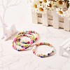 Natural Wood Round Beads Stretch Bracelets for Kid BJEW-JB06640-3