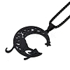201 Stainless Steel Hollow Moon Cat Shaped Pendant Box Chain Necklaces LS-NJEW-M010-06-1