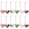 12Pcs 6 Colors  Printed Imitation Leather Bookmarks AJEW-OC0004-41-1