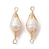 Natural Cultured Freshwater Pearl Copper Wire Wrapped Connector Charms PALLOY-JF02519-02-1