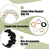 5Pcs 5 Colors Elastic Rubber Bands & Plastic Imitation Pearl Beaded Hair Ties for Ponytail Holders OHAR-DC0001-03-4