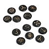 13Pcs 13 Styles Flat Round Natural Obsidian Rune Stones PW-WG15937-06-1
