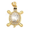 Tortoise Rack Plating Brass Micro Pave Cubic Zirconia Charms KK-G513-78A-05G-1