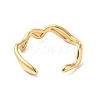 PVD Vacuum Plating 304 Stainless Steel Wave Open Cuff Ring for Women RJEW-C040-02G-3