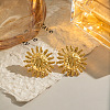 Stainless Steel Textured Flower Stud Earrings JX4934-2-1