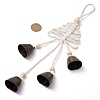 Christmas Tree Cotton Cord & Iron Bell & Wood Pendant Decorations HJEW-TA00317-3