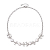 Flat Round Pearl with Bowknot Alloy Link Necklaces NJEW-JN04812-4