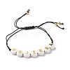 Acrylic Flat Round with Letters Braided Bead Bracelet for Women BJEW-JB07571-02-1