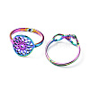 8Pcs 8 Style Heart & Infinity & Whale Tail & Snake 304 & 201 Stainless Steel Cuff Rings Set for Women RJEW-FS0001-04-3