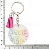 Acrylic Flat Round with Suede Tassel Pendant Keychain KEYC-G060-01F-3