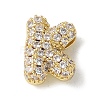 Brass Micro Pave Cubic Zirconia Beads KK-P290-61G-K-1