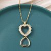 Brass Micro Pave Clear Cubic Zirconia and Glass Heart Locket Photo Pendant 304 Stainless Steel Chain Necklaces for Women NJEW-D341-01G-3