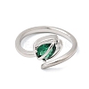 Brass Micro Pave Cubic Zirconia Cuff Open Rings for Women RJEW-L343-01P-03-4