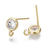 Brass Micro Clear Cubic Zirconia Stud Earring Findings KK-R132-063-NF-2