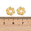 Twisted Brass Micro Pave Clear Cubic Zirconia European Beads KK-C142-02G-3