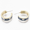 Golden Plated Alloy Enamel Stud Earrings EJEW-N009-02-3