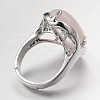 Adjustable Oval Gemstone Wide Band Rings RJEW-L062-01C-3