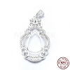 Rhodium Plated 925 Sterling Silver Pendant Cabochon Open Back Settings STER-P044-02P-1