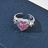Brass Pave Cubic Zirconia Cuff Open Rings for Women RJEW-L343-08P-02-2
