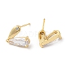Heart Brass Micro Pave Cubic Zirconia Stud Earrings for Valentine's Day EJEW-F316-16G-2