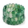 Dyed & Heated Natural Agate Oval Beaded Stretch Bracelet G-E010-01-22-1