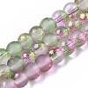 Frosted Spray Painted Glass Beads Strands X-GLAA-N035-03A-C01-1