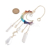 Natural & Synthetic Mixed Stone Wire Wrapped Moon Hanging Ornaments HJEW-JM01615-3