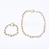 Aluminum Textured Paperclip Chain Bracelets & Necklaces Jewelry Sets SJEW-JS01094-01-1