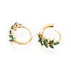 Brass Micro Pave Cubic Zirconia Leaf Hoop Earrings EJEW-T048-41C-G-3