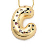 Brass Micro Pave Cubic Zirconia Letter Pendant Necklaces KK-Z069-01G-C-1