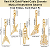 5pcs 5 style Rack Plating Brass Micro Pave Clear Cubic Zirconia Musical Instrument Pendants KK-BBC0012-92-2