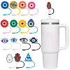 AHADERMAKER 15Pcs 15 Style Evil Eye Theme Silicone Straw Cap SIL-GA0001-17-1