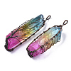 Electroplated Natural Quartz Crystal Big Wire Wrapped Pendants G-T133-R01-2