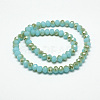 Imitation Jade Half Plated Faceted Rondelle Electroplate Glass Beads Strands X-EGLA-D020-3x2mm-38-3