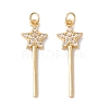 Rack Plating Brass Micro Pave Clear Cubic Zirconia Pendants ZIRC-C040-36G-2