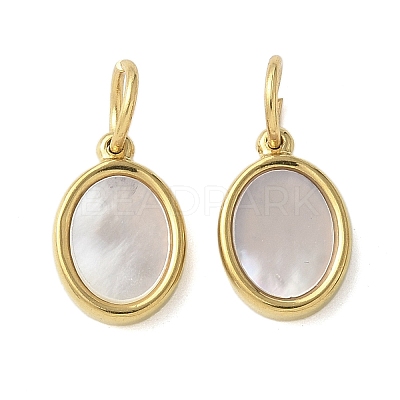 304 Stainless Steel Natural Paua Shell/White Shell Charms Ion Plating(IP) STAS-U037-03G-02-1