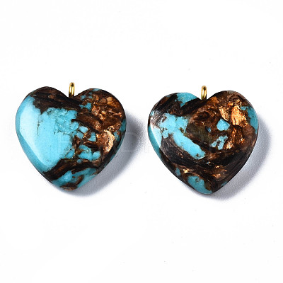 Assembled Bronzite and Synthetic Turquoise Pendants G-T111-04C-1