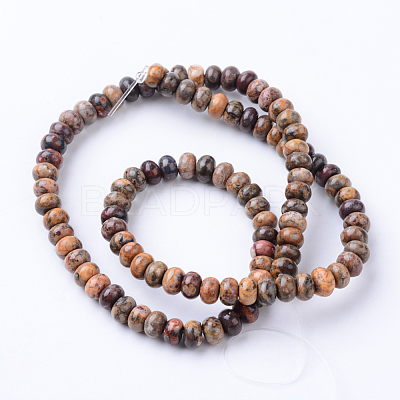 Natural Leopard Skin Jasper Bead Strands X-G-R403-4x6-10-1