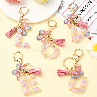 Resin & Acrylic & Faux Suede Tassel Keychain KEYC-YW00124-01-1