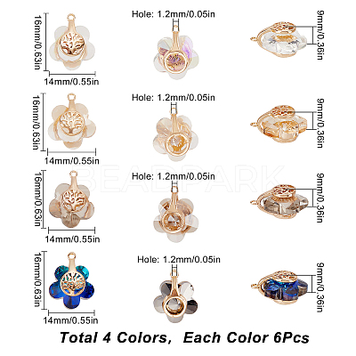 24Pcs 4 Style Electroplate Glass Pendants EGLA-SC0001-13-1
