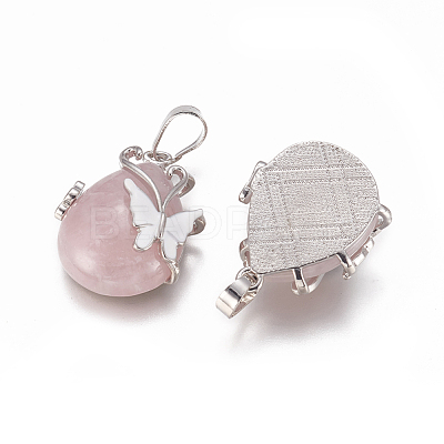 Natural Rose Quartz Pendants X-G-K296-B05-1